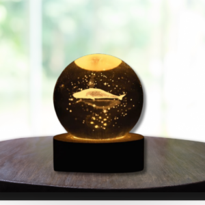 Crystal ball lamp with fish design and base for bedroom décor